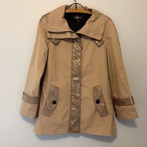 Mackage Montreal Beige Houndstooth Trim Coat Women’s XS